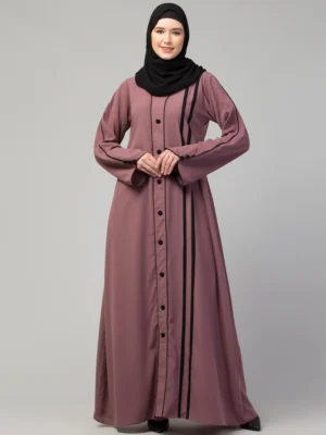 A-line Abaya with Front Stripes