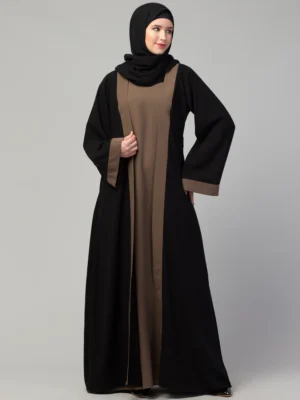 Dual Layer Abaya Dress with Attached Shrug