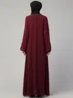 Front Open Abaya with Piping Work