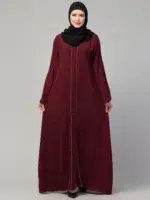 Front Open Abaya with Piping Work