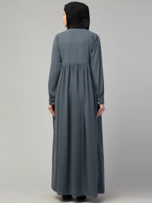 front open abaya grey