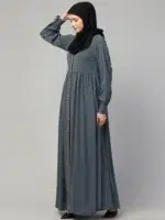 Front Open Abaya Dress with Lace Work