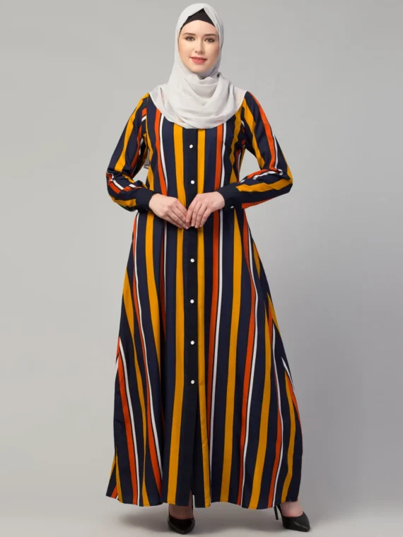 Front Button Open Abaya Dress