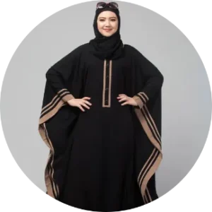 a woman in a black Kaftan abaya