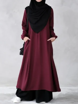 Two Piece Abaya Dress, Long Kurti with Skirt Bottom