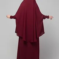 2 Piece Jilbab Abaya, Khimar Abaya, Knee Length Jilbab