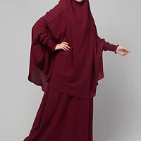 2 Piece Jilbab Abaya, Khimar Abaya, Knee Length Jilbab