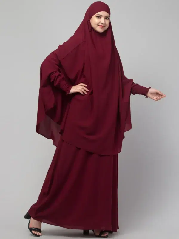 2 Piece Jilbab Abaya, Khimar Abaya, Knee Length Jilbab