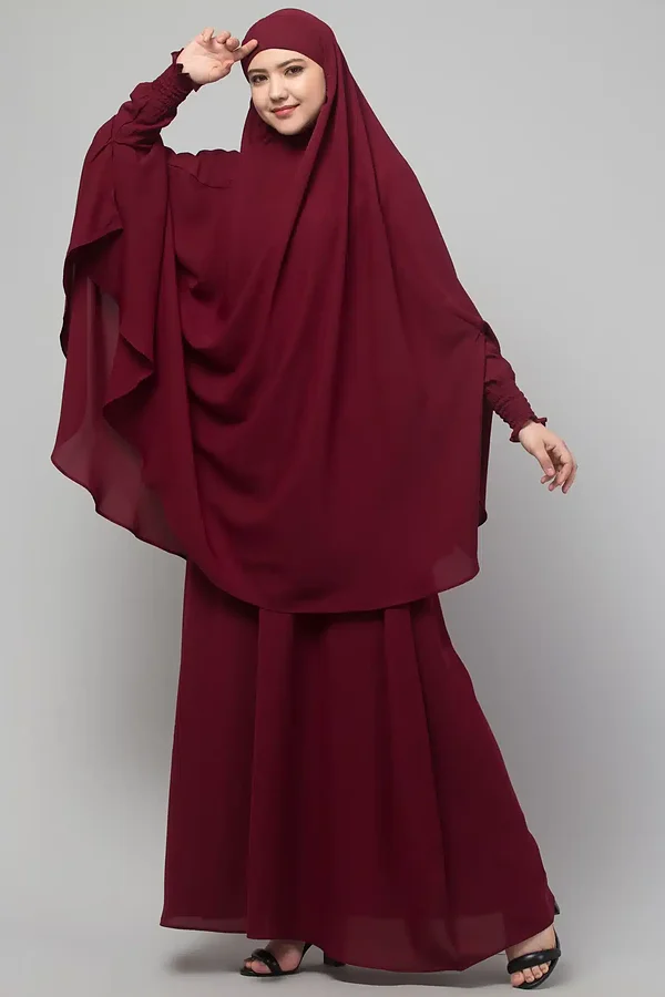 2 Piece Jilbab Abaya, Khimar Abaya, Knee Length Jilbab