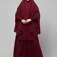 2 Piece Jilbab Abaya, Khimar Abaya, Knee Length Jilbab