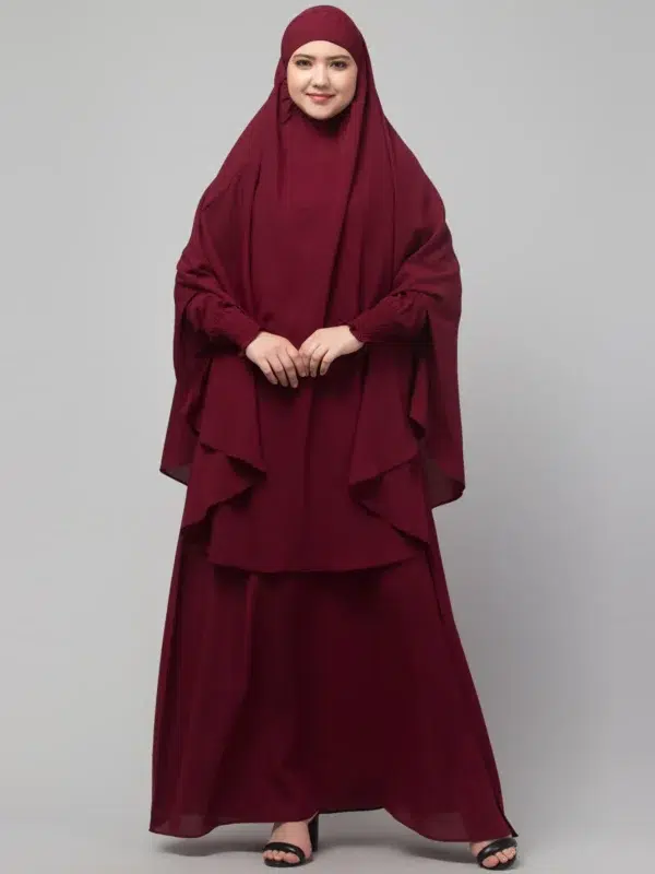 2 Piece Jilbab Abaya, Khimar Abaya, Knee Length Jilbab