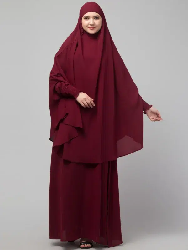 2 Piece Jilbab Abaya, Khimar Abaya, Knee Length Jilbab