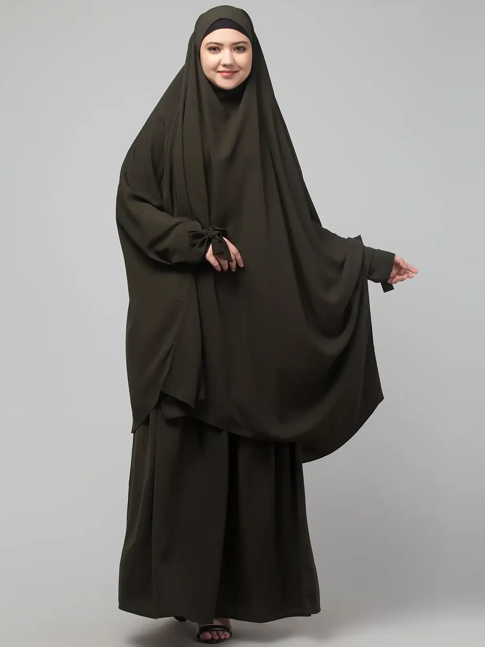 2 Piece Jilbab Abaya with Tying Cuffs