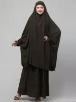 2 Piece Jilbab Abaya with Tying Cuffs, Khimar Abaya, Knee Length Jilbab