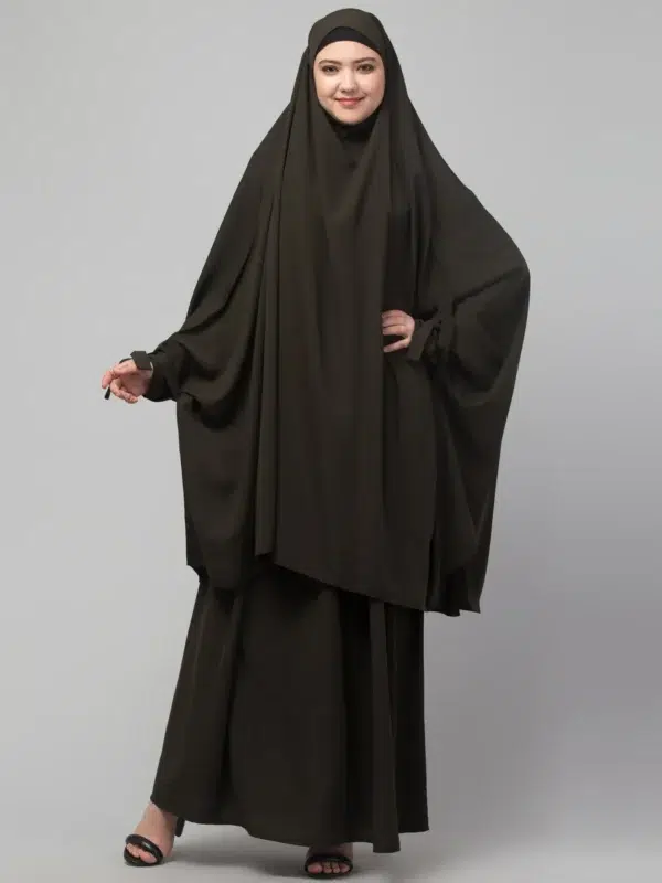 2 Piece Jilbab Abaya with Tying Cuffs, Khimar Abaya, Knee Length Jilbab