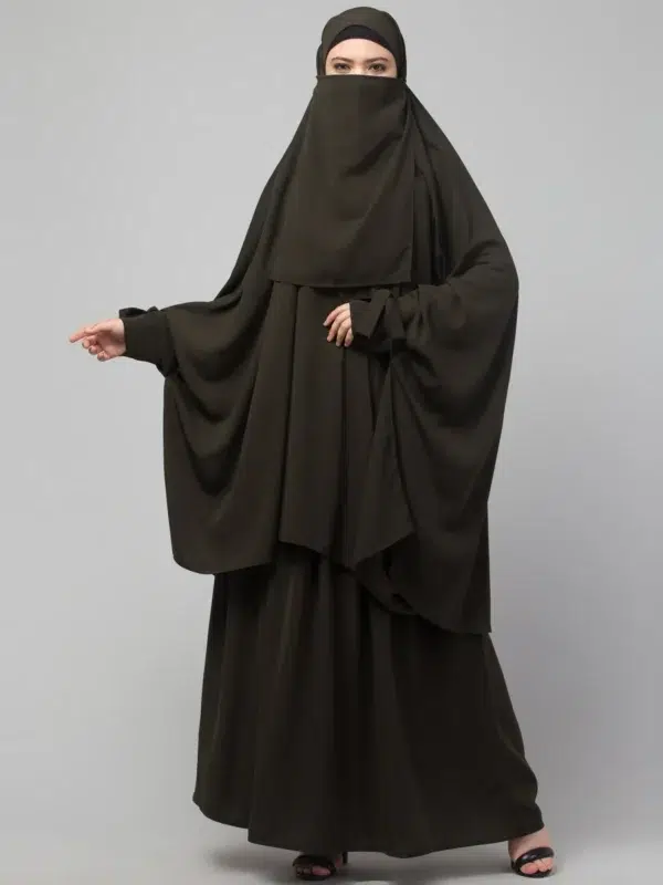 2 Piece Jilbab Abaya with Tying Cuffs, Khimar Abaya, Knee Length Jilbab