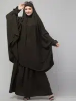 2 Piece Jilbab Abaya with Tying Cuffs, Khimar Abaya, Knee Length Jilbab