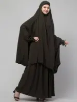 2 Piece Jilbab Abaya with Tying Cuffs, Khimar Abaya, Knee Length Jilbab