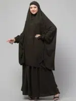 2 Piece Jilbab Abaya with Tying Cuffs, Khimar Abaya, Knee Length Jilbab