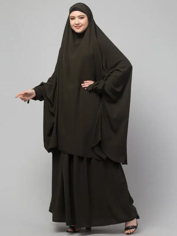 2 Piece Jilbab Abaya with Tying Cuffs, Khimar Abaya, Knee Length Jilbab