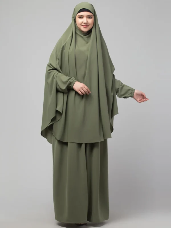 2 Piece Jilbab Abaya, Khimar Abaya, Knee Length Jilbab