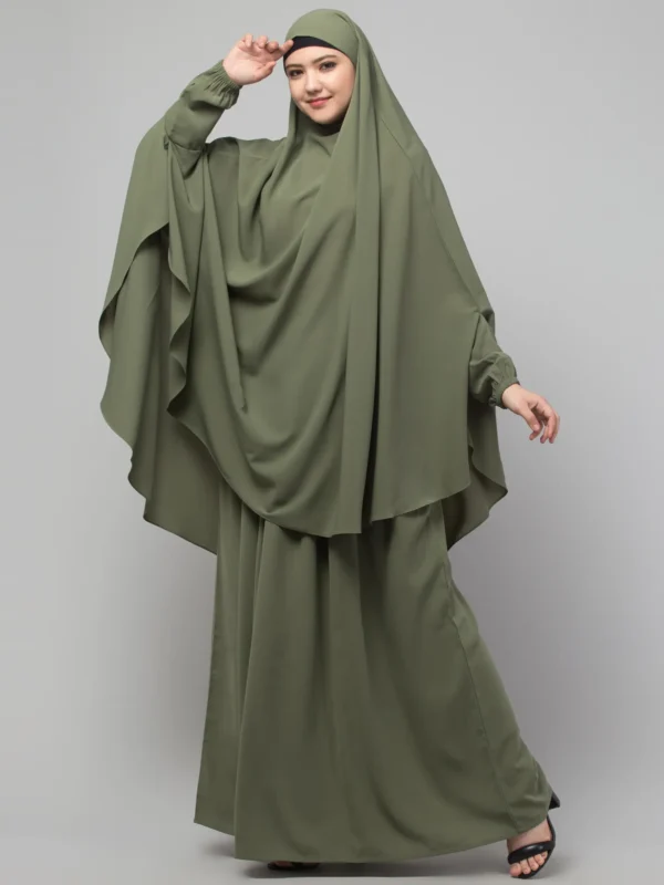 2 Piece Jilbab Abaya, Khimar Abaya, Knee Length Jilbab