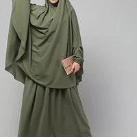 2 Piece Jilbab Abaya, Khimar Abaya, Knee Length Jilbab
