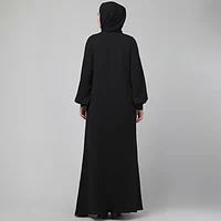 front open abaya plain Black abaya burqa with cuff sleeves and buttons