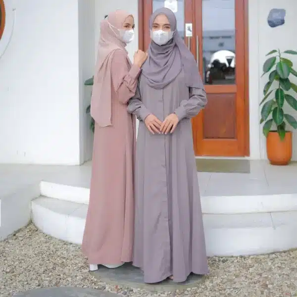 Nayrah pink plain front open abaya for women daily wear
