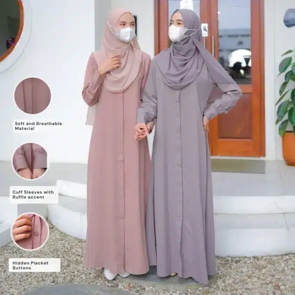 Nayrah pink plain front open abaya for women daily wear