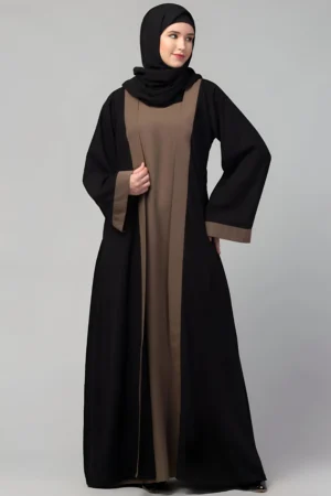 Black shrug abaya for women with long shrug design