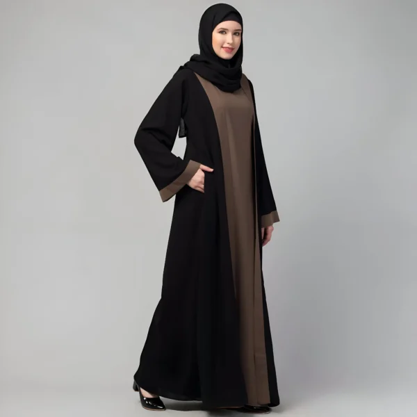 Black shrug abaya for women with long shrug design