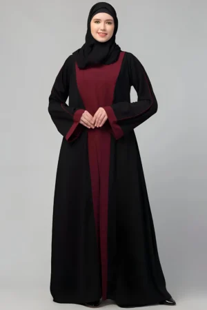 Black shrug abaya for women with long shrug design