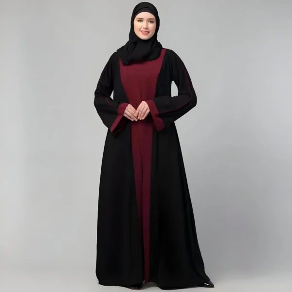 Black shrug abaya for women with long shrug design
