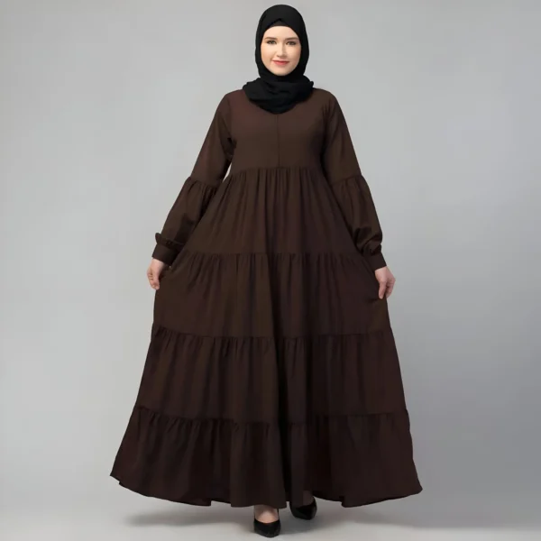 multi tiered abaya full flare umbrella gown design
