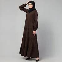 multi tiered abaya full flare umbrella gown design