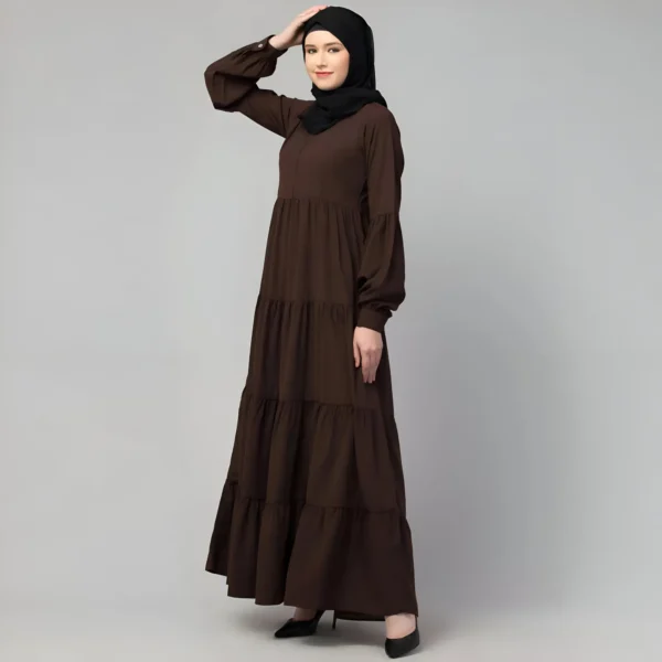 multi tiered abaya full flare umbrella gown design