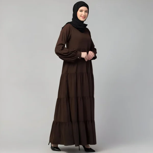 multi tiered abaya full flare umbrella gown design