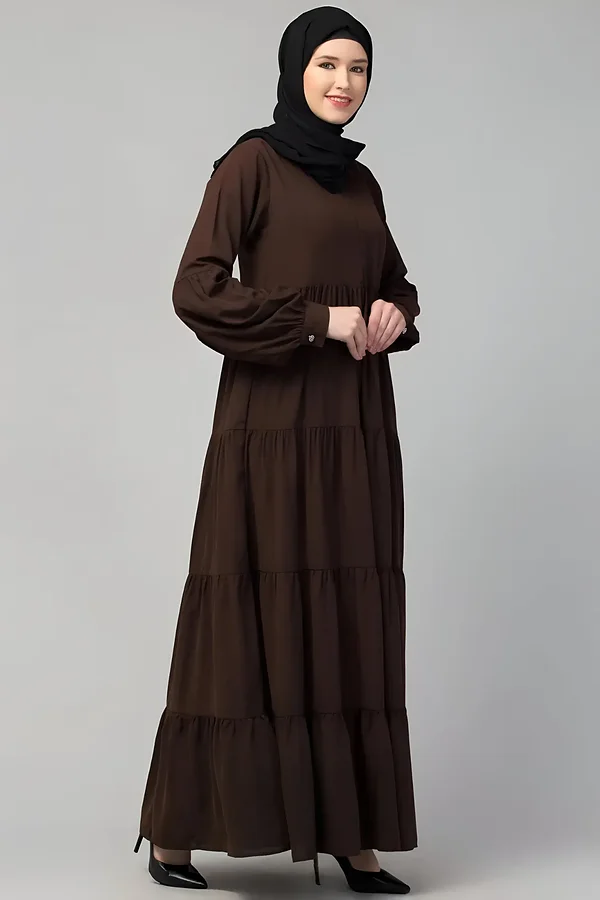 multi tiered abaya full flare umbrella gown design