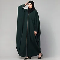 Black front open free size kaftan abaya with piping – modern casual everyday wear