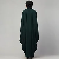 Black front open free size kaftan abaya with piping – modern casual everyday wear