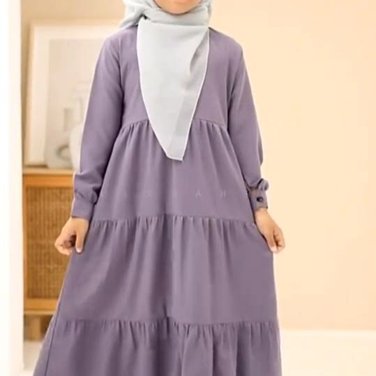 Amira Kids Frill Abaya for Girls Tiered ALine Frock Abaya in Nida (5 to 14 Years)