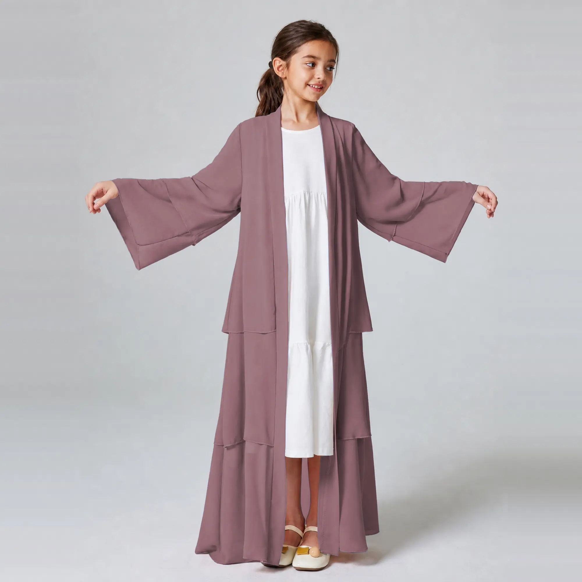 Kimono Abaya for Kids full length front view
