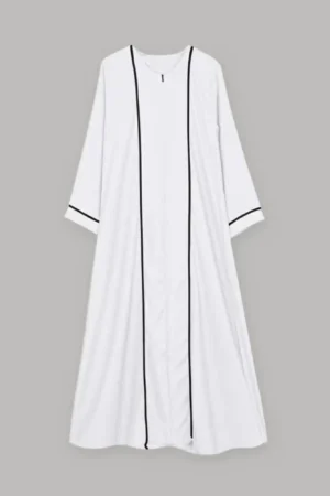 Yumna Kids Abaya for Girls  Front Zip ALine Abaya with Piping Detail (5 to 14 Years)