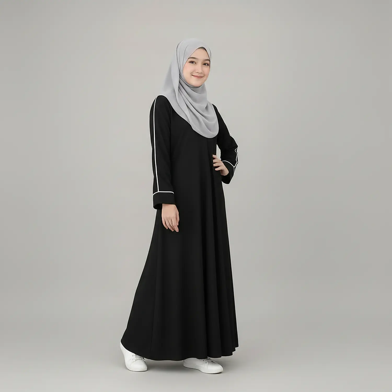 Black Abaya for Girls Nida Matte fabric close up