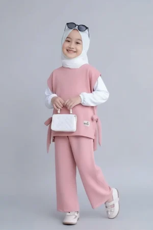 3 Piece Kids Abaya Set - finished stitching and hem detail