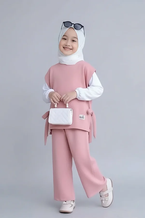 3 Piece Kids Abaya Set - finished stitching and hem detail