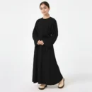 Black Kids Abaya with Belt - styling and drape detail