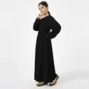Black Kids Abaya with Belt - finished stitching and hem detail