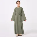 Kids Abaya with Belt - full length front view